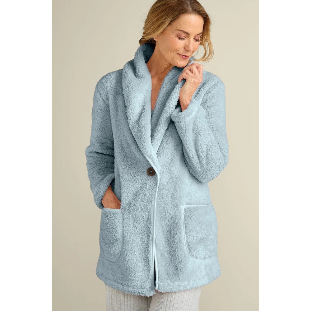 NWT SOFT SURROUNDINGS Most Wonderful Cardi Women's Small Blue Fleece Cardigan - Picture 9 of 9